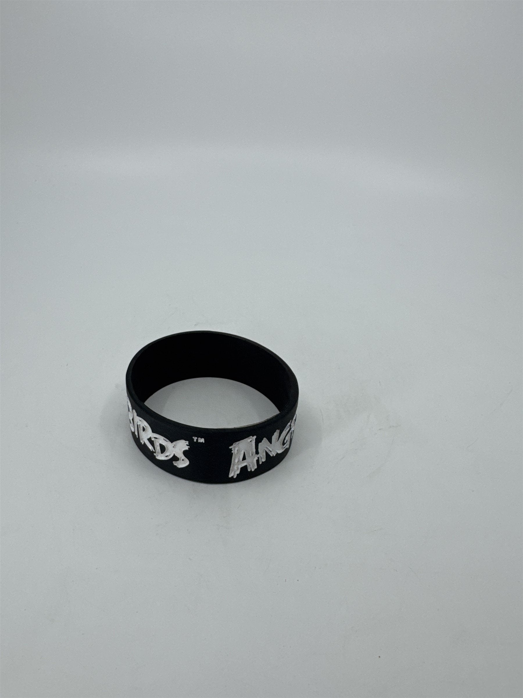 Vintage Black Angry Birds Silicone Thick Wristband /w White Writing