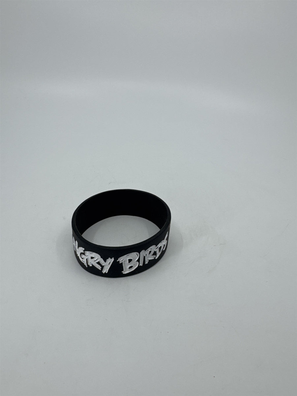 Vintage Black Angry Birds Silicone Thick Wristband /w White Writing