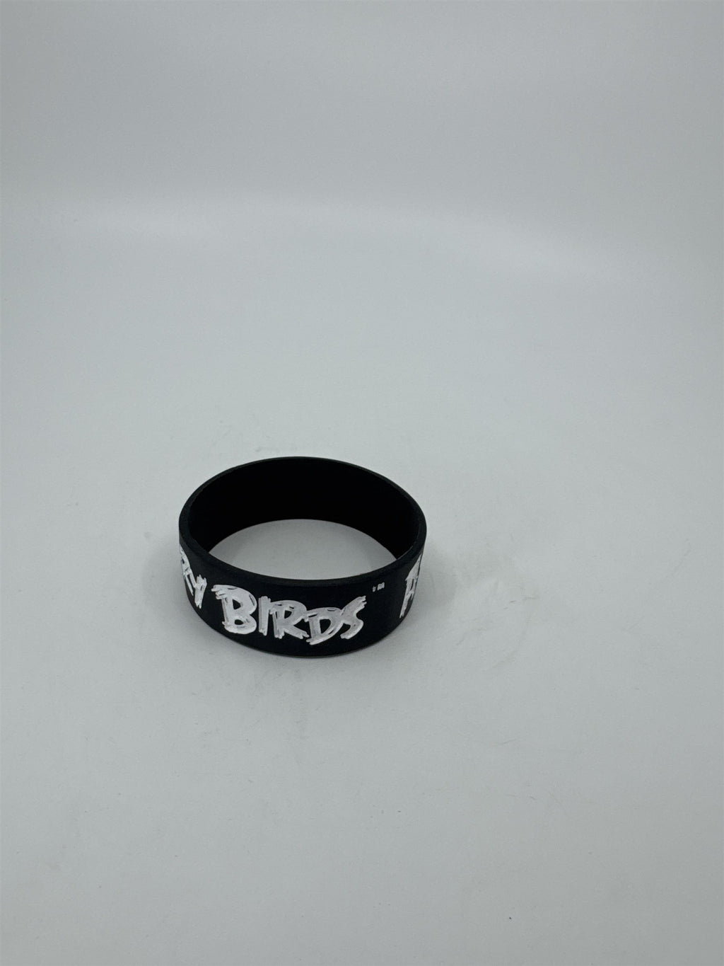 Vintage Black Angry Birds Silicone Thick Wristband /w White Writing