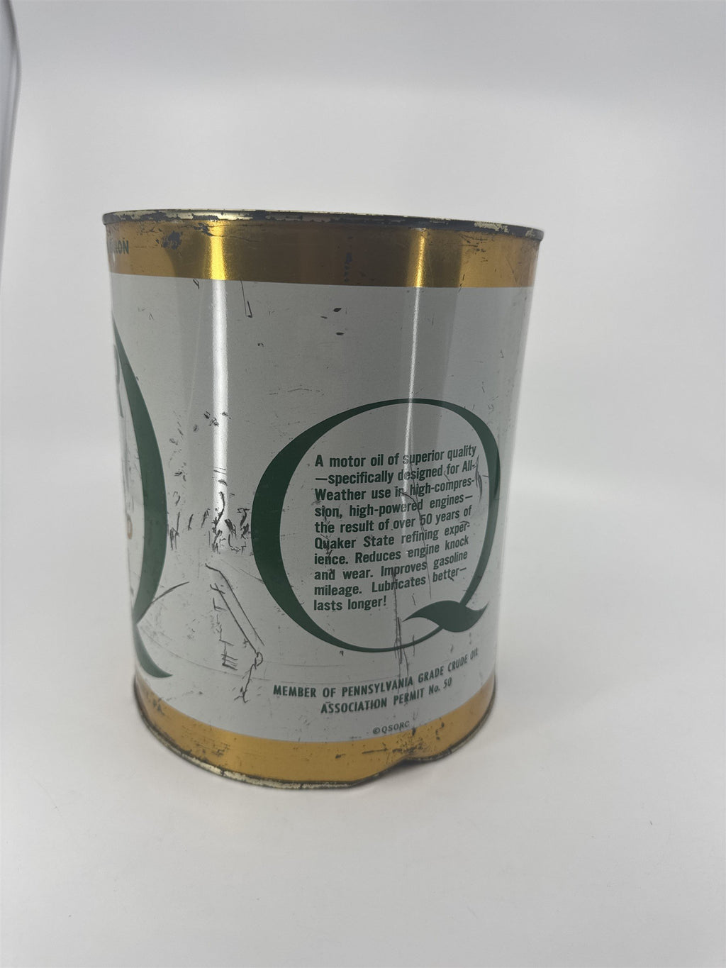 Vintage Empty Can of Quaker State SUPER BLEND SAE 10W-20W-30 HD Motor Oil Gallon
