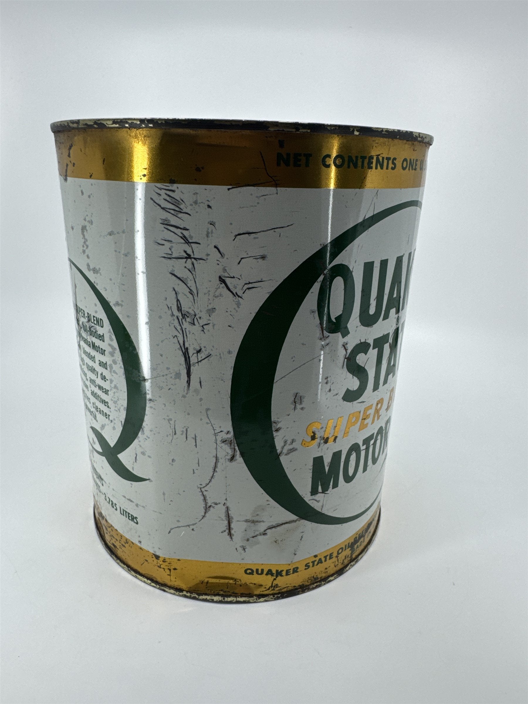 Vintage Empty Can of Quaker State SUPER BLEND SAE 10W-20W-30 HD Motor Oil Gallon