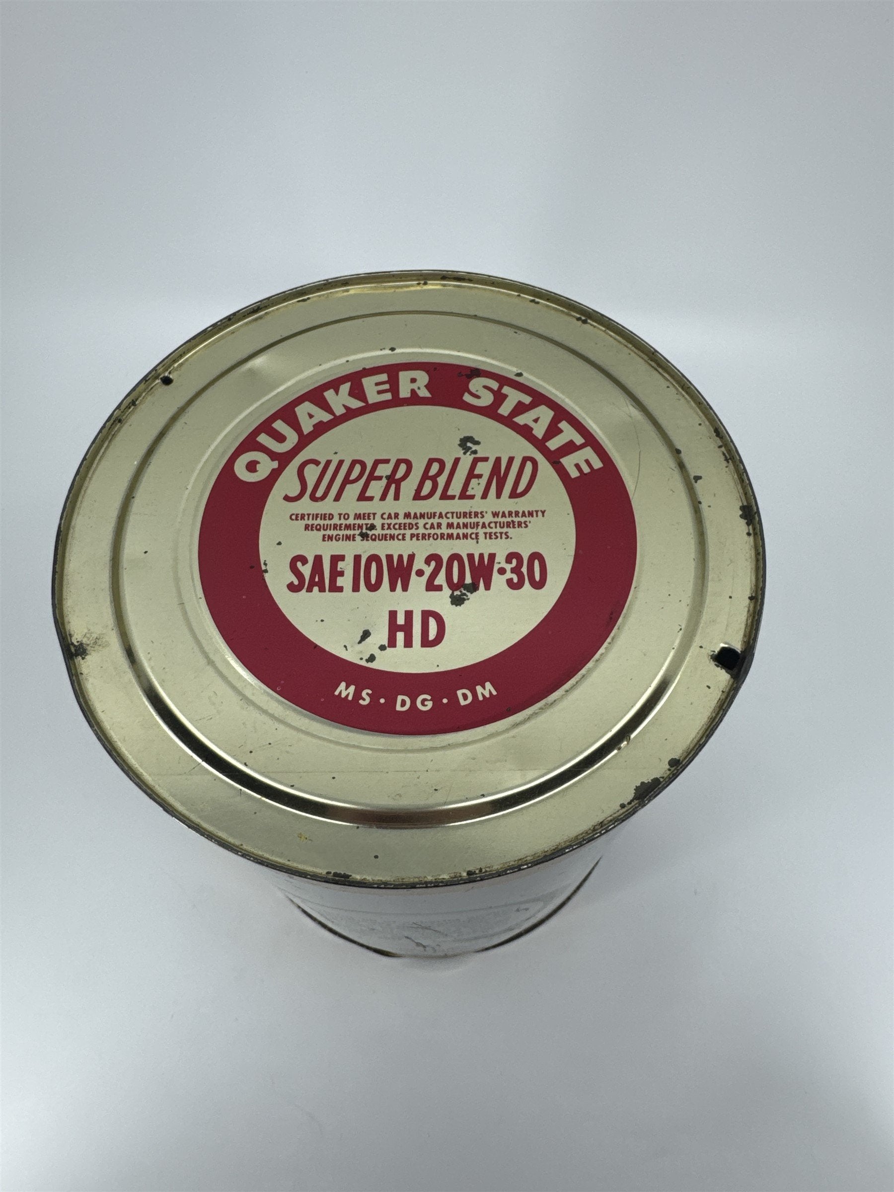 Vintage Empty Can of Quaker State SUPER BLEND SAE 10W-20W-30 HD Motor Oil Gallon