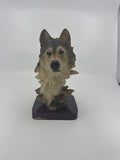 Wolf Head Bust on Base Wild Wolf Sculpture Figurine 8" Tall