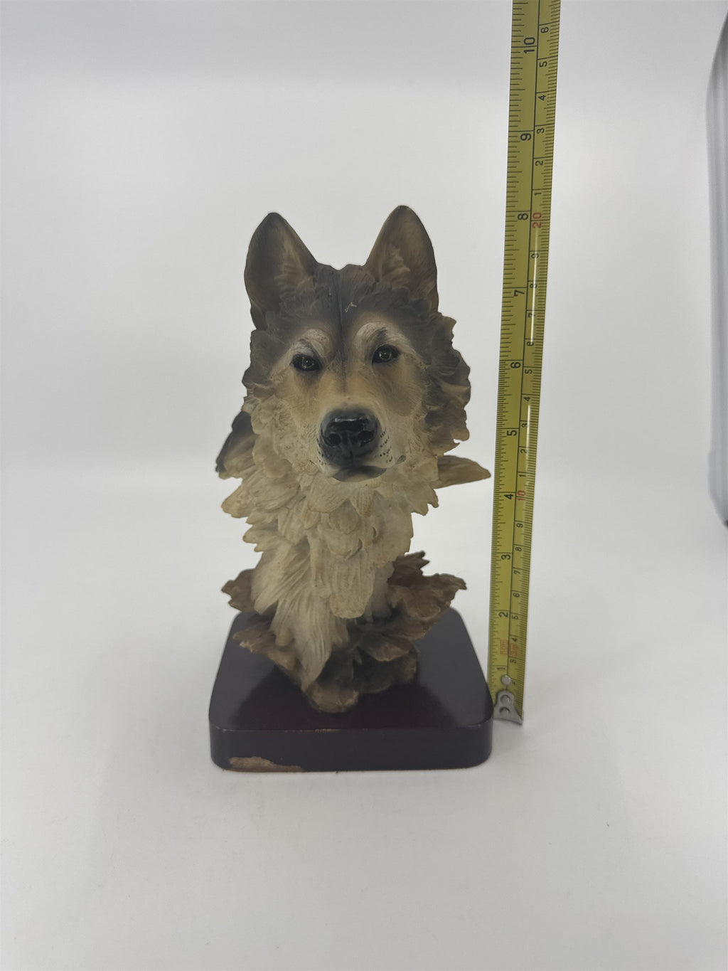 Wolf Head Bust on Base Wild Wolf Sculpture Figurine 8" Tall