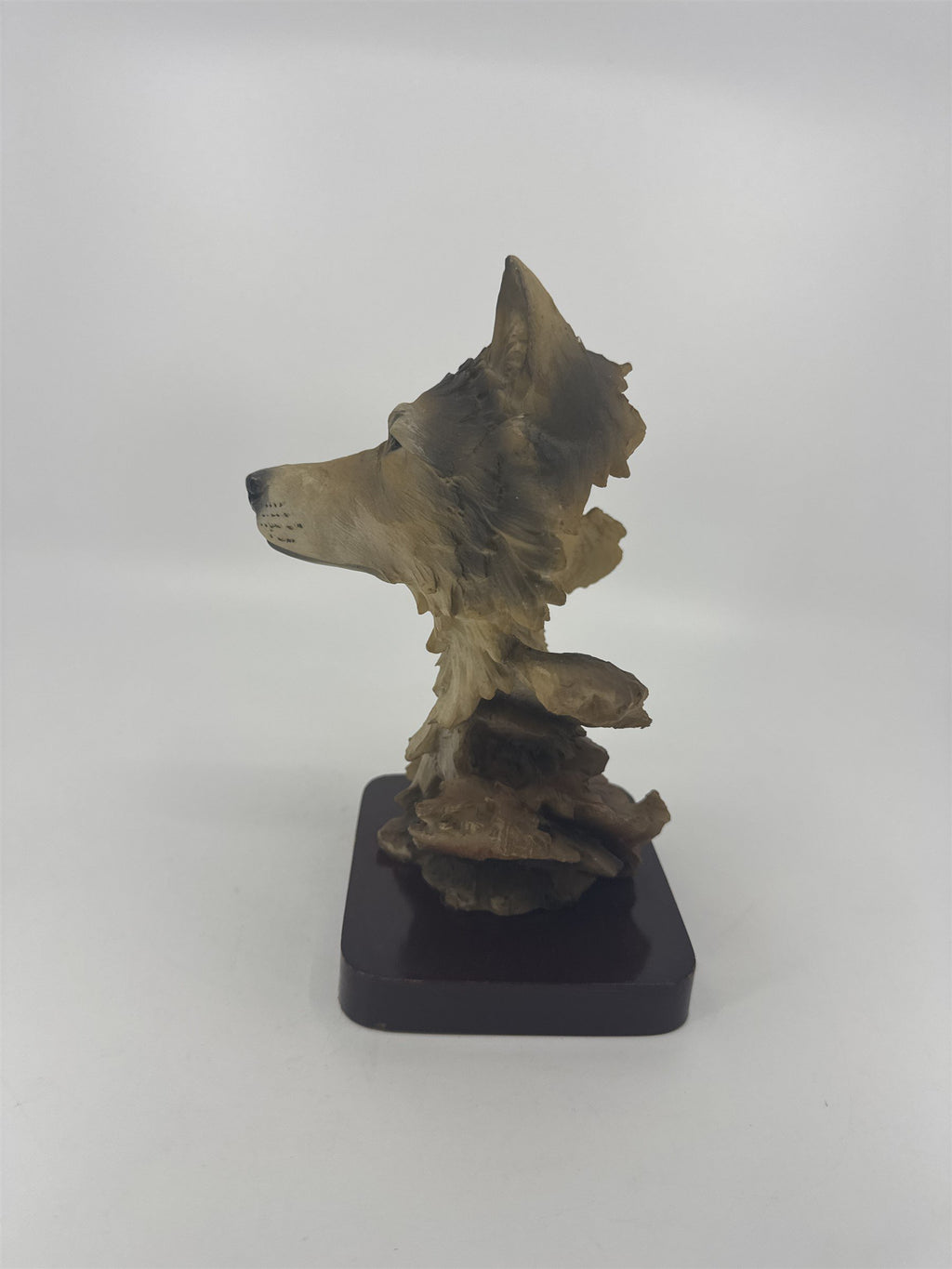 Wolf Head Bust on Base Wild Wolf Sculpture Figurine 8" Tall