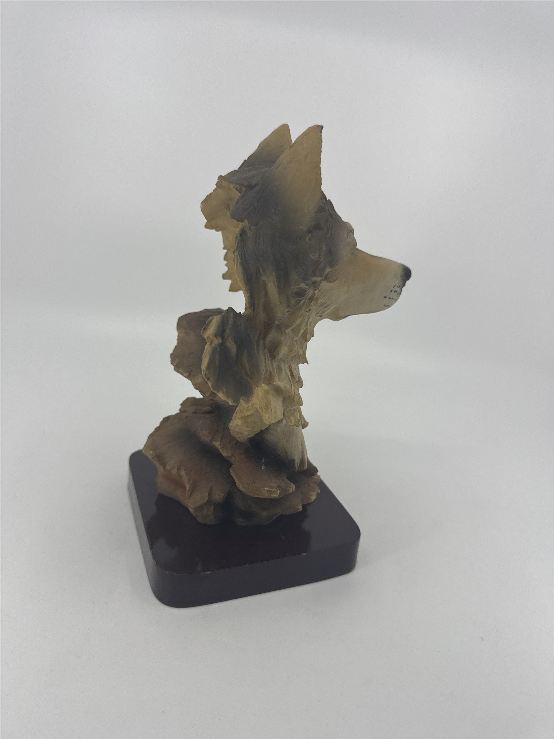 Wolf Head Bust on Base Wild Wolf Sculpture Figurine 8" Tall
