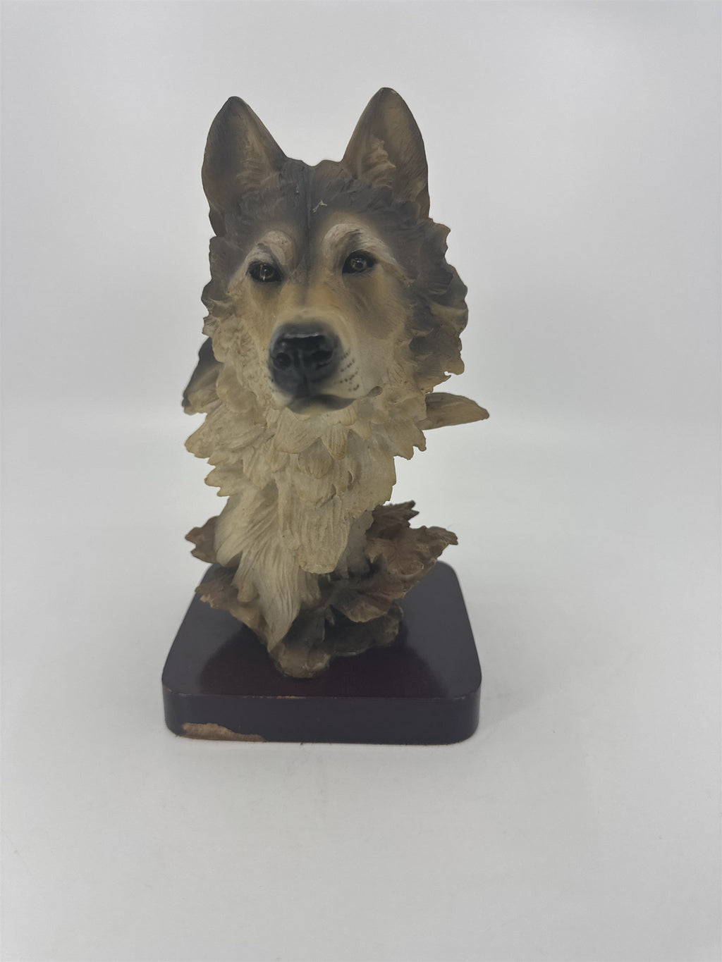 Wolf Head Bust on Base Wild Wolf Sculpture Figurine 8" Tall