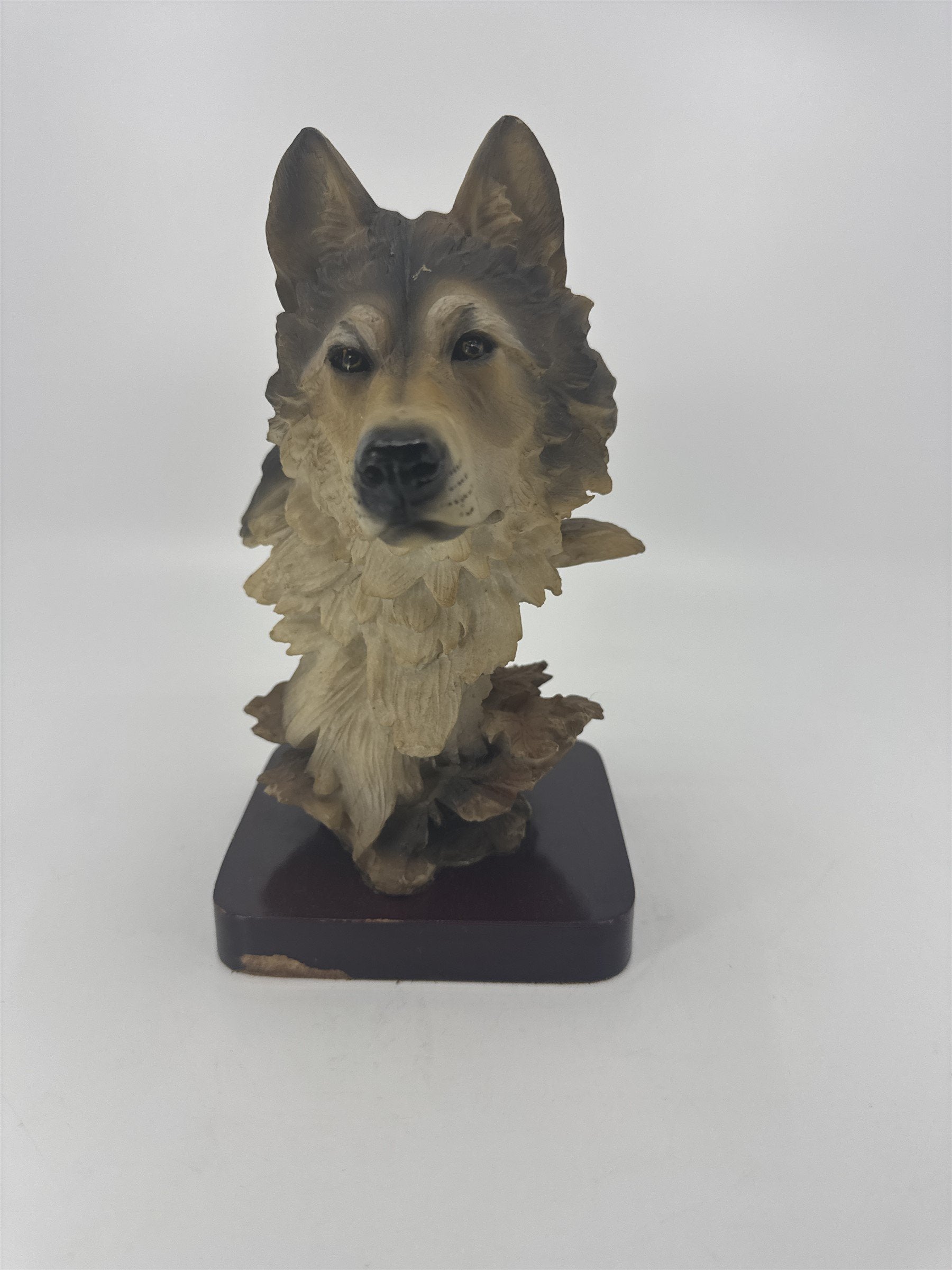 Wolf Head Bust on Base Wild Wolf Sculpture Figurine 8" Tall