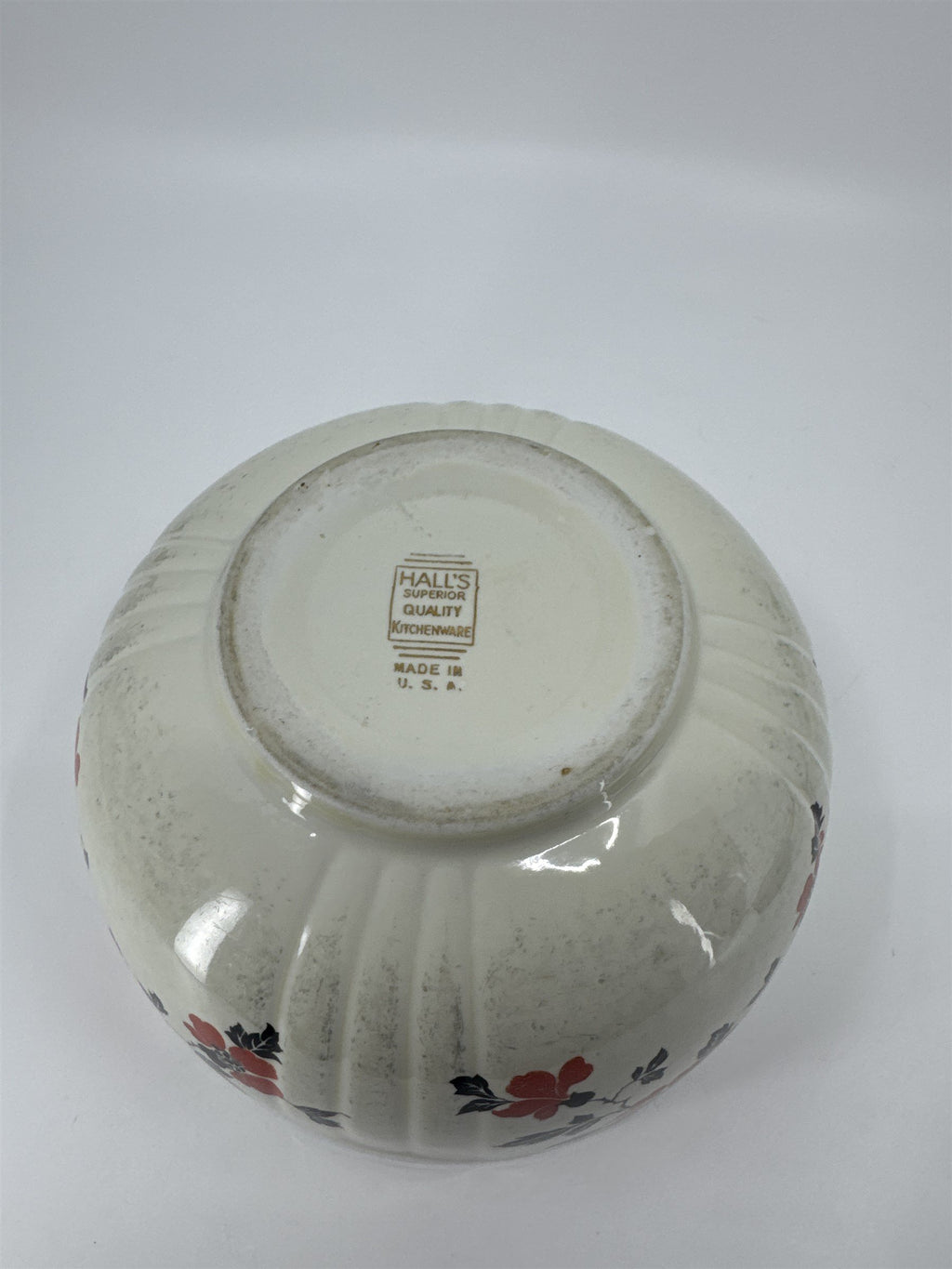 Vintage HALL Superior Quality Kitchenware Red Poppy Mixing Serving Bowl *CHIP*
