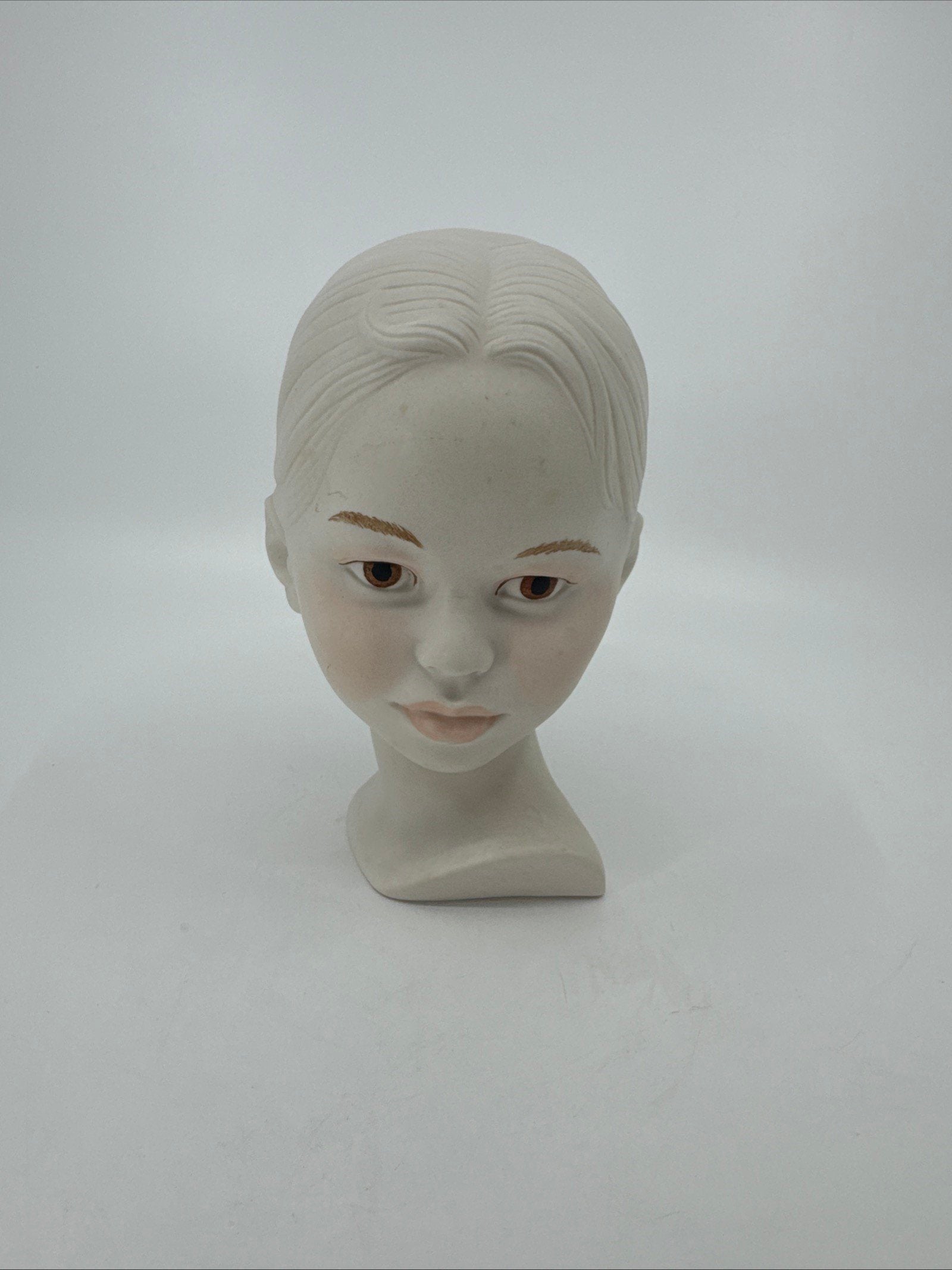 Vintage Holland Mold Pale Girl Bisque Head Bust of Child