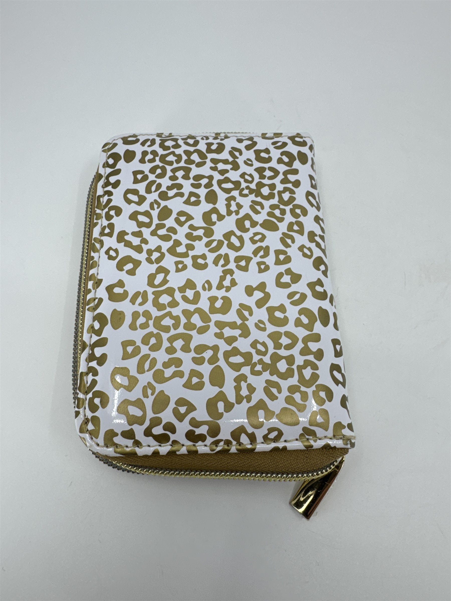 Juicy Couture Gold Leopard Cheetah Print Makeup Brush Bag Set /w 5 Brushes