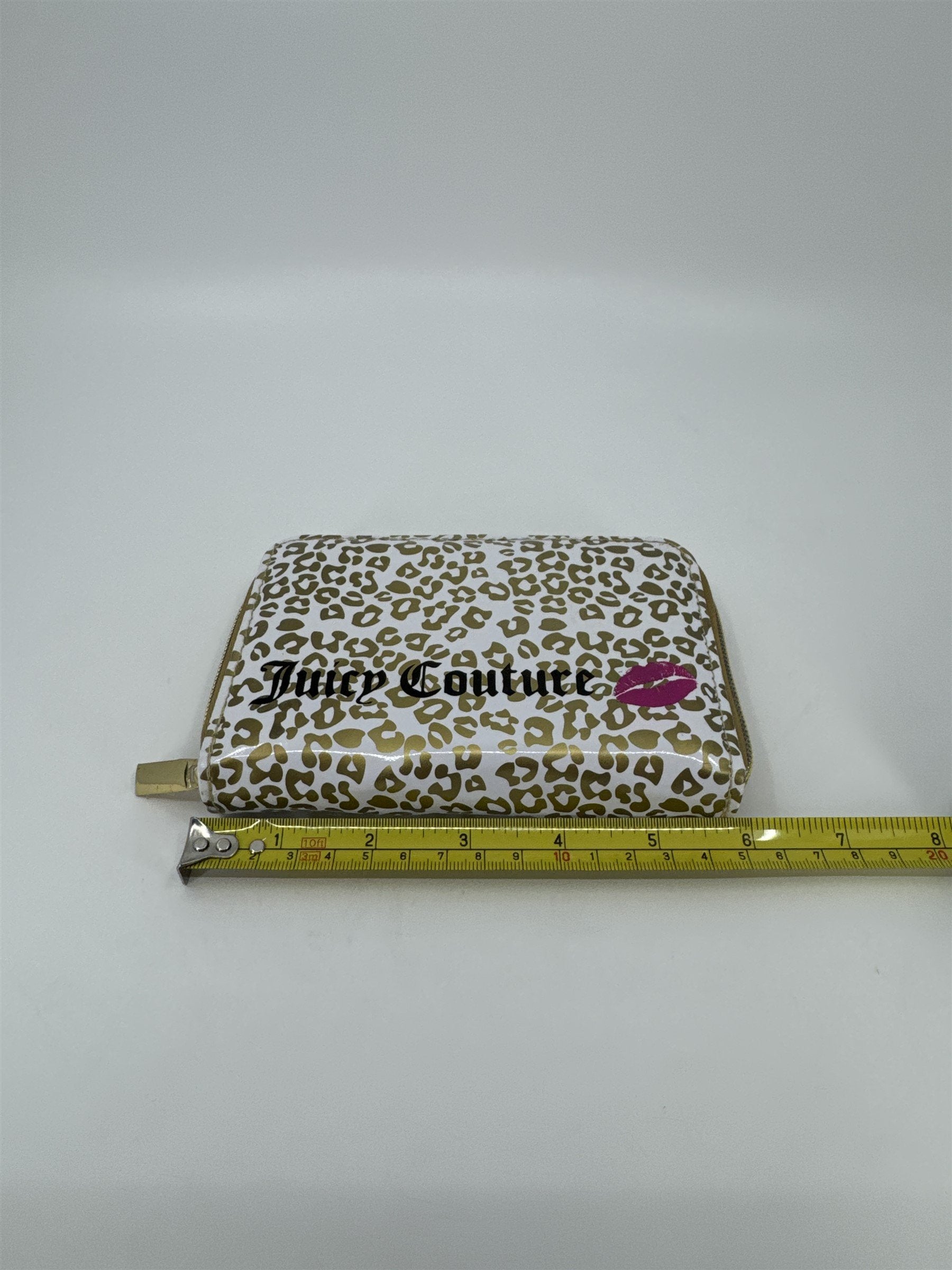 Juicy Couture Gold Leopard Cheetah Print Makeup Brush Bag Set /w 5 Brushes