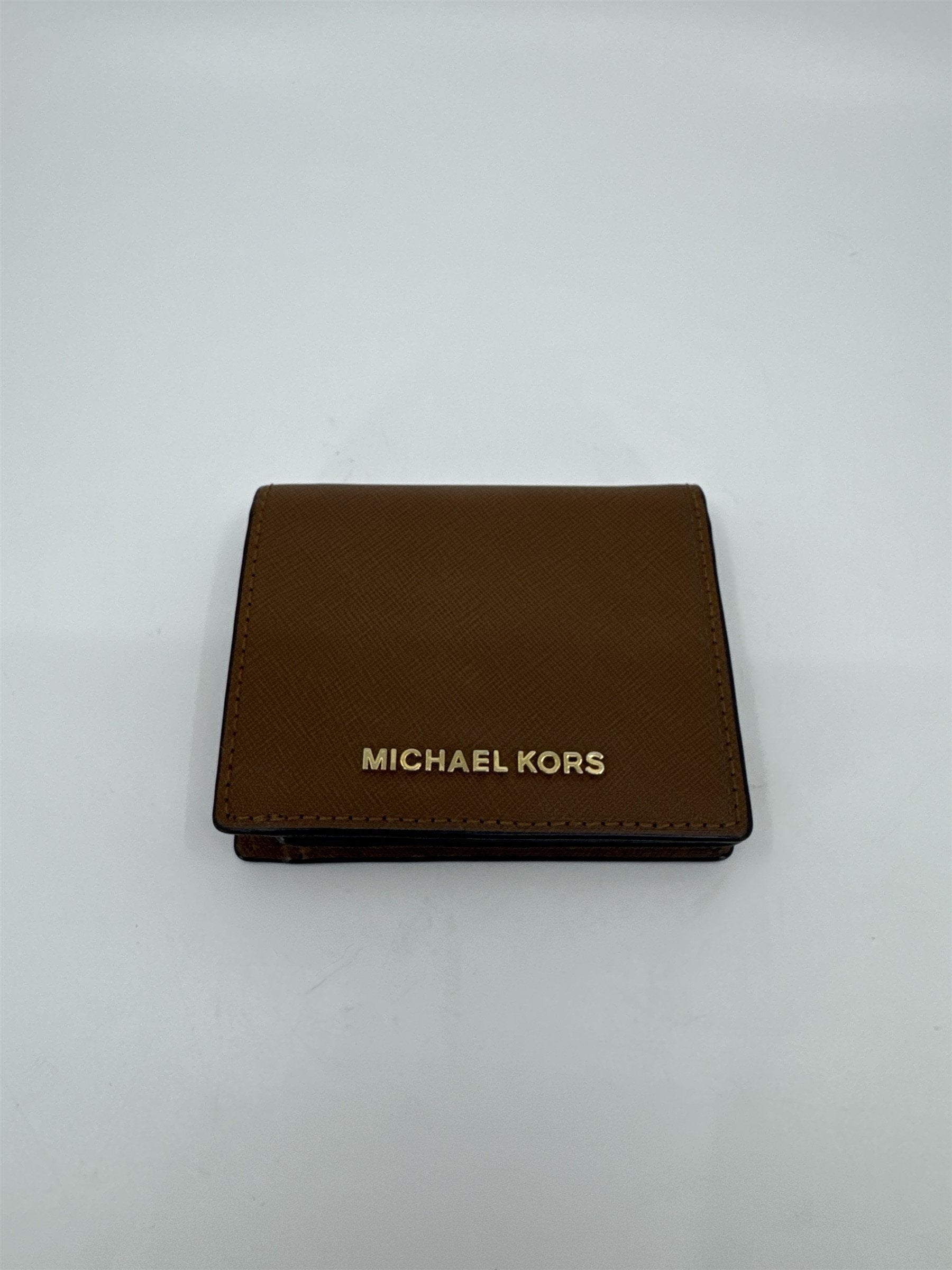 Michael Kors Brown Jet Set Leather Womens Bifold Wallet Card Organizer Storage