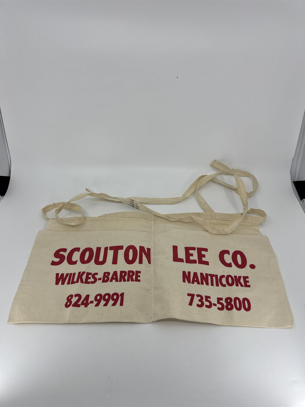 Vintage Lumber Yard Carpenter Advertising Apron Scouton Lee Co. PA NEPA Ink Mark