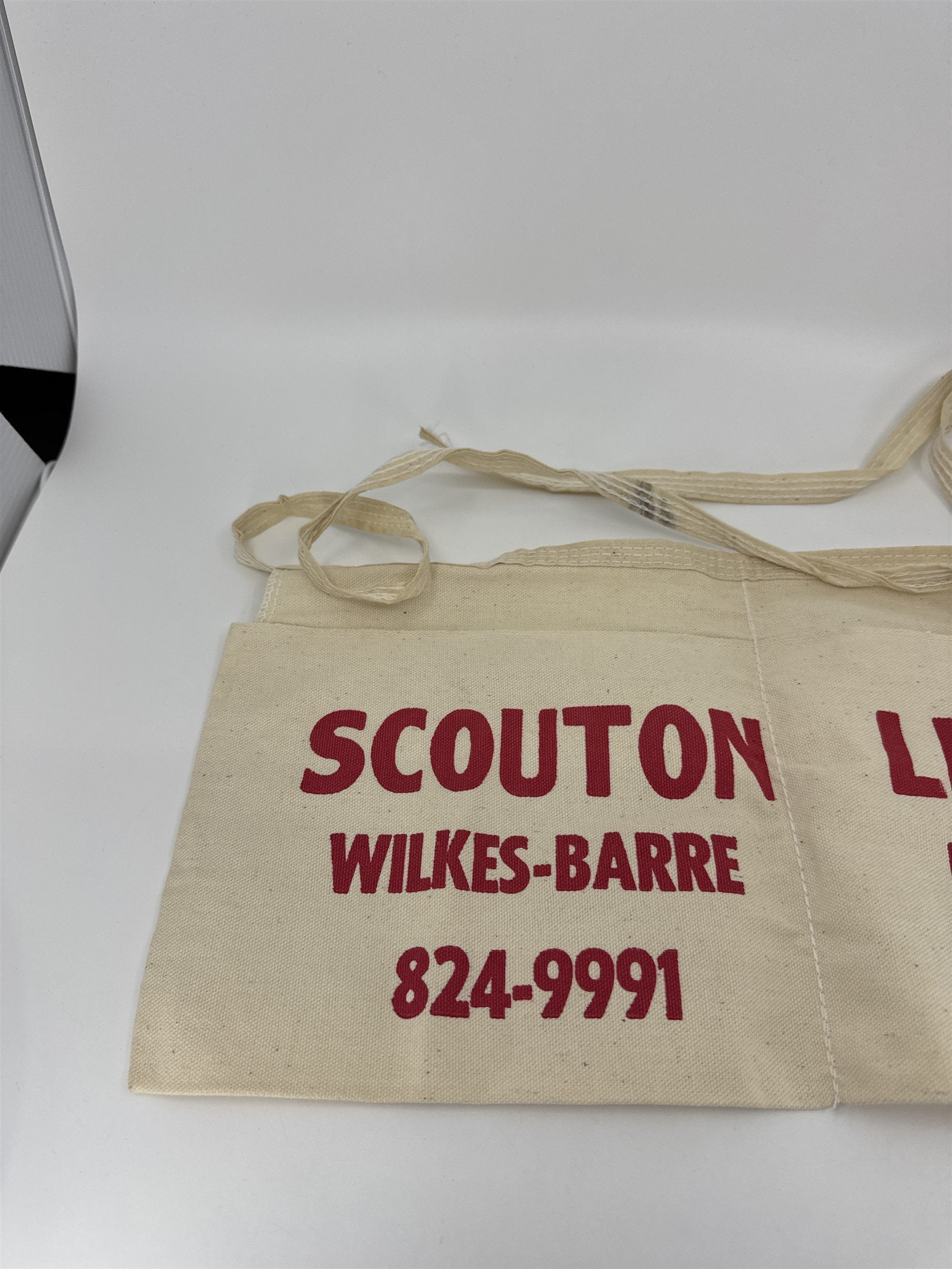 Vintage Lumber Yard Carpenter Advertising Apron Scouton Lee Co. PA NEPA Ink Mark