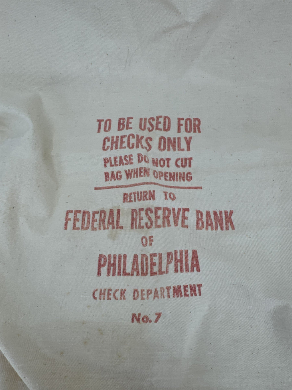 Vtg Federal Reserve Bank of Philadelphia Collections #7 Check Money Deposit Bag