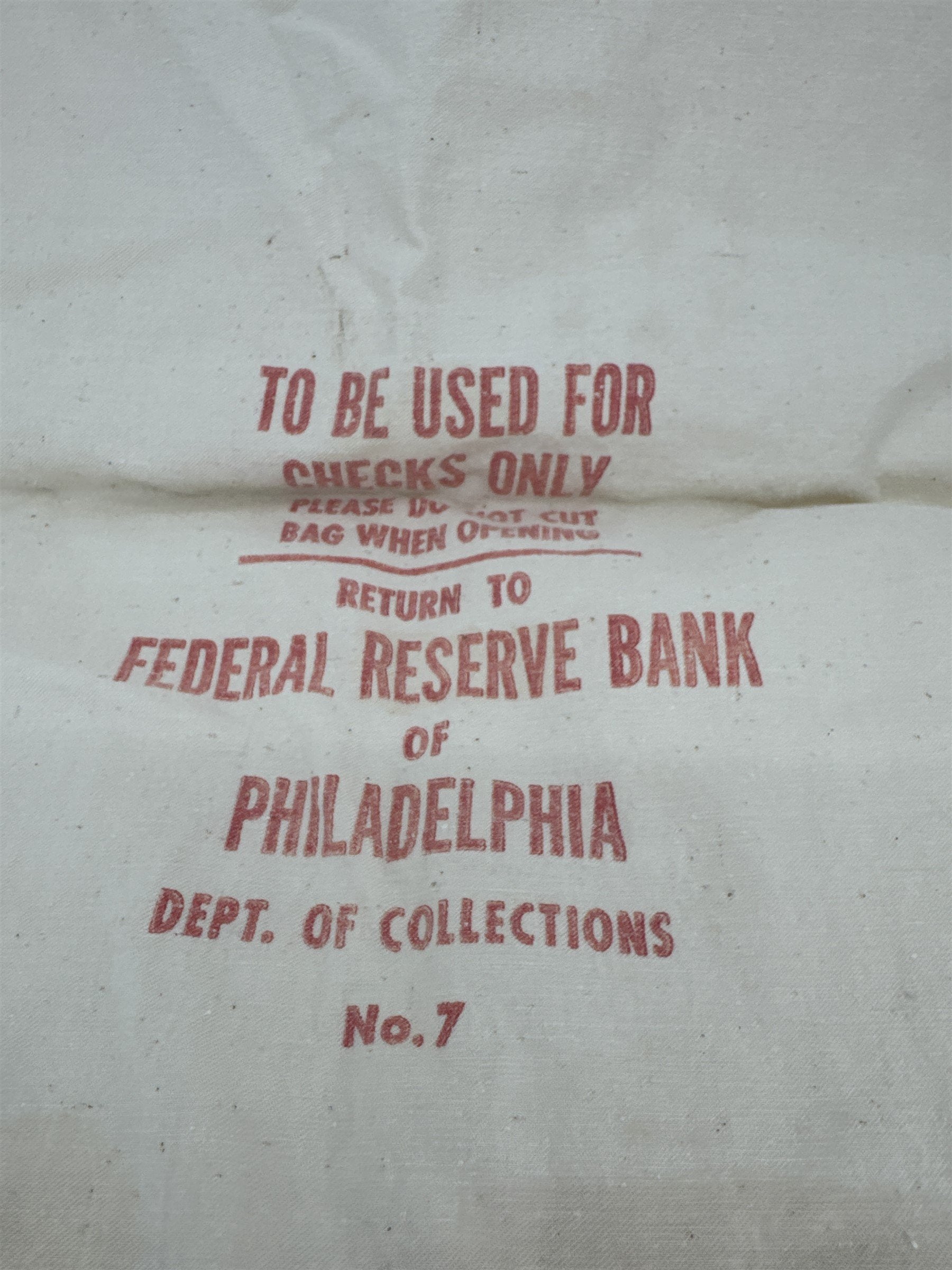 Vtg Federal Reserve Bank of Philadelphia Collections #7 Check Money Deposit Bag