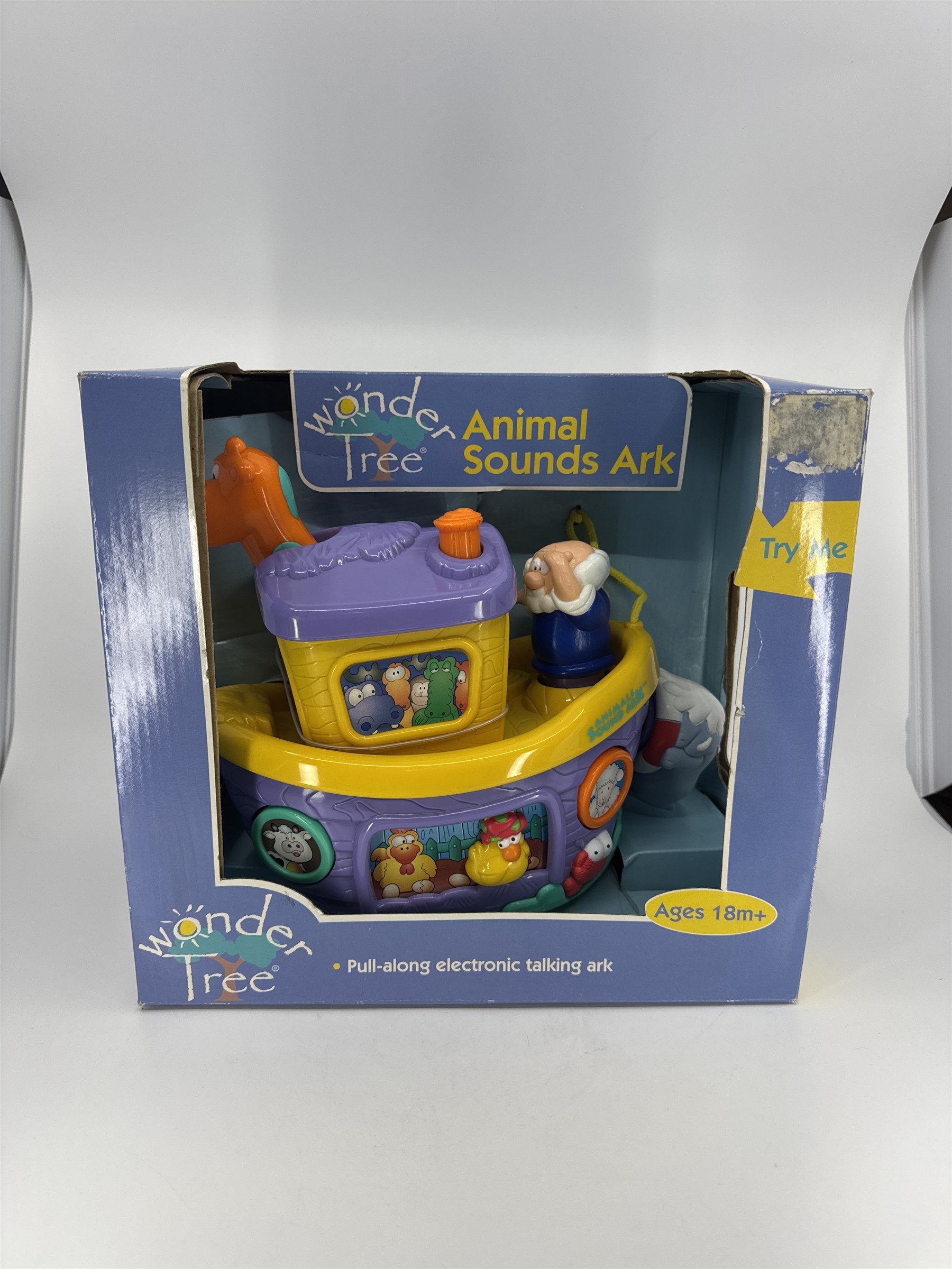 Vintage Wonder Tree Animal Sounds Ark Pull-Along Electric Talk Unimax Toys 2000