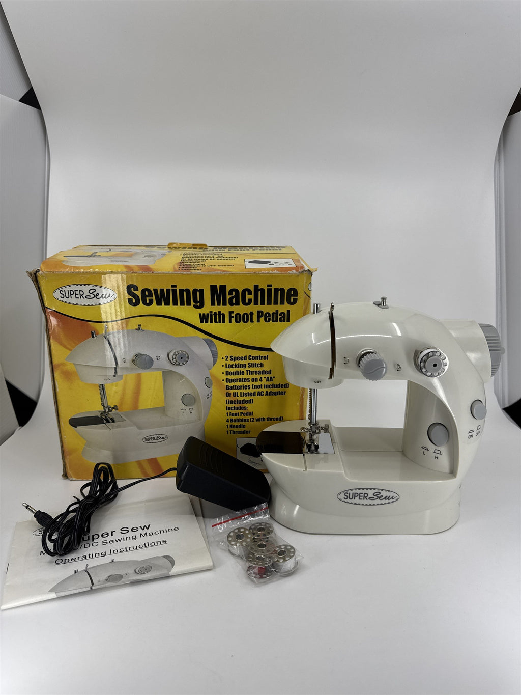 Super Sew Simple Sewing Machine with Foot Pedal AA Battery(AC Adapter Not Incl.)