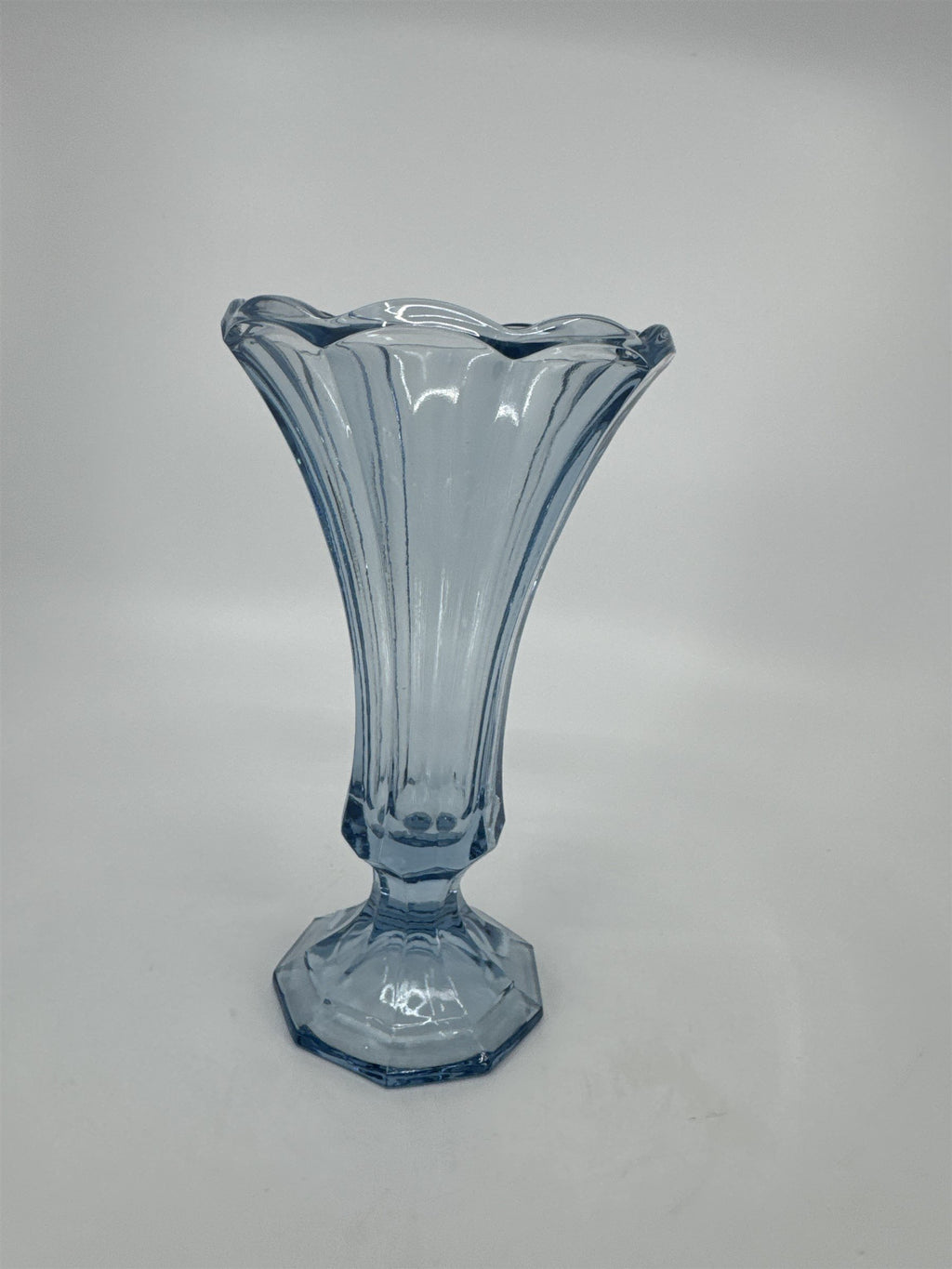 Vintage Frostoria Ice Blue 7" Scalloped Vase Blue Glass