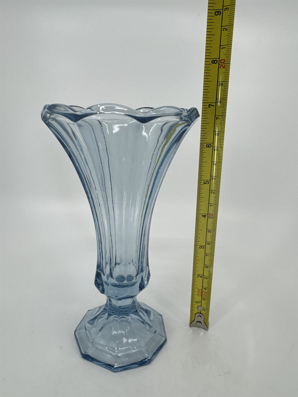 Vintage Frostoria Ice Blue 7" Scalloped Vase Blue Glass
