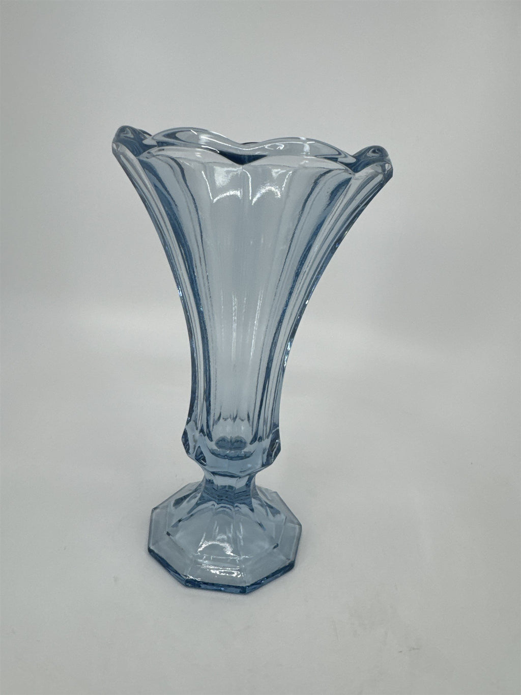 Vintage Frostoria Ice Blue 7" Scalloped Vase Blue Glass