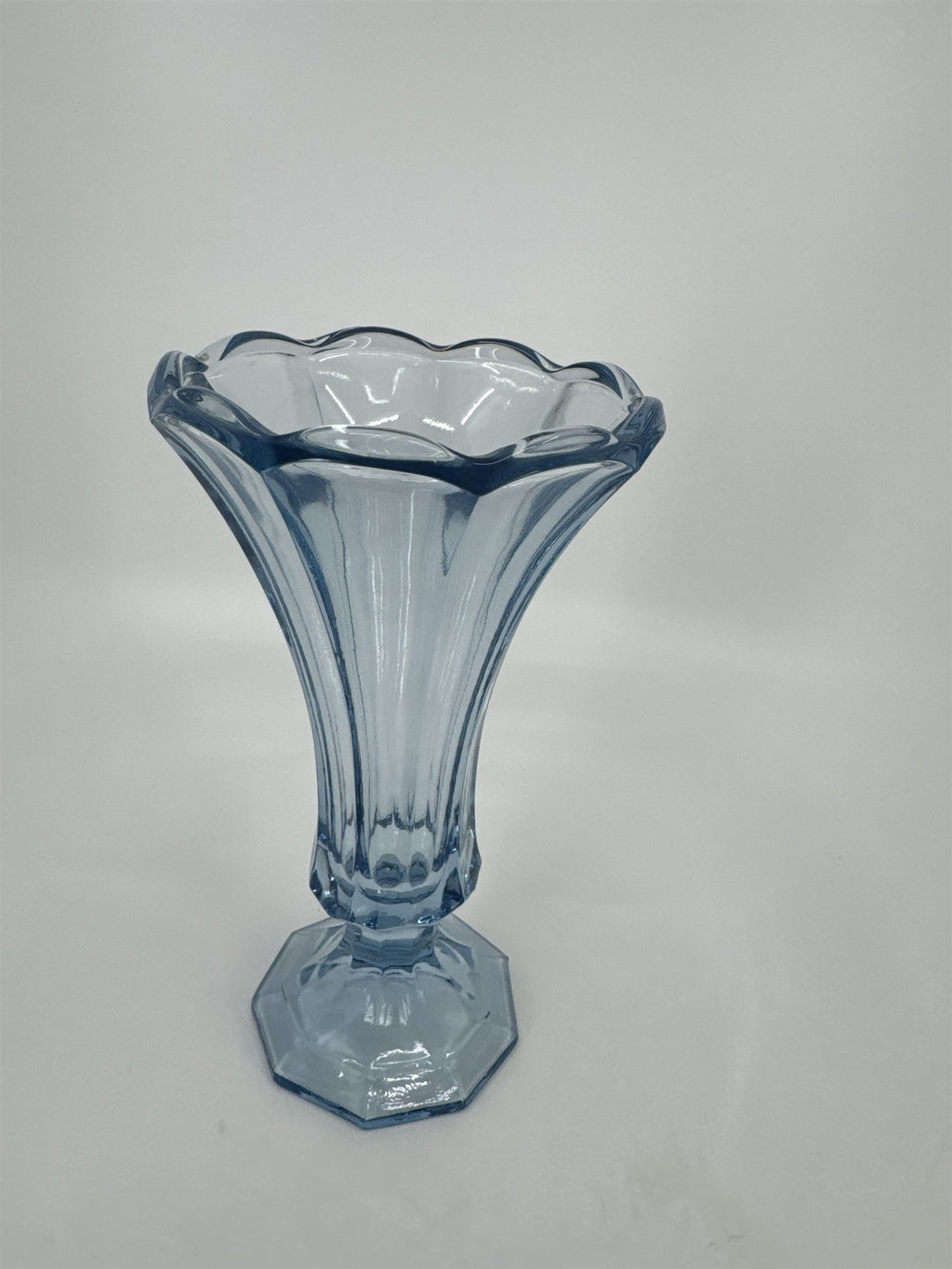 Vintage Frostoria Ice Blue 7" Scalloped Vase Blue Glass