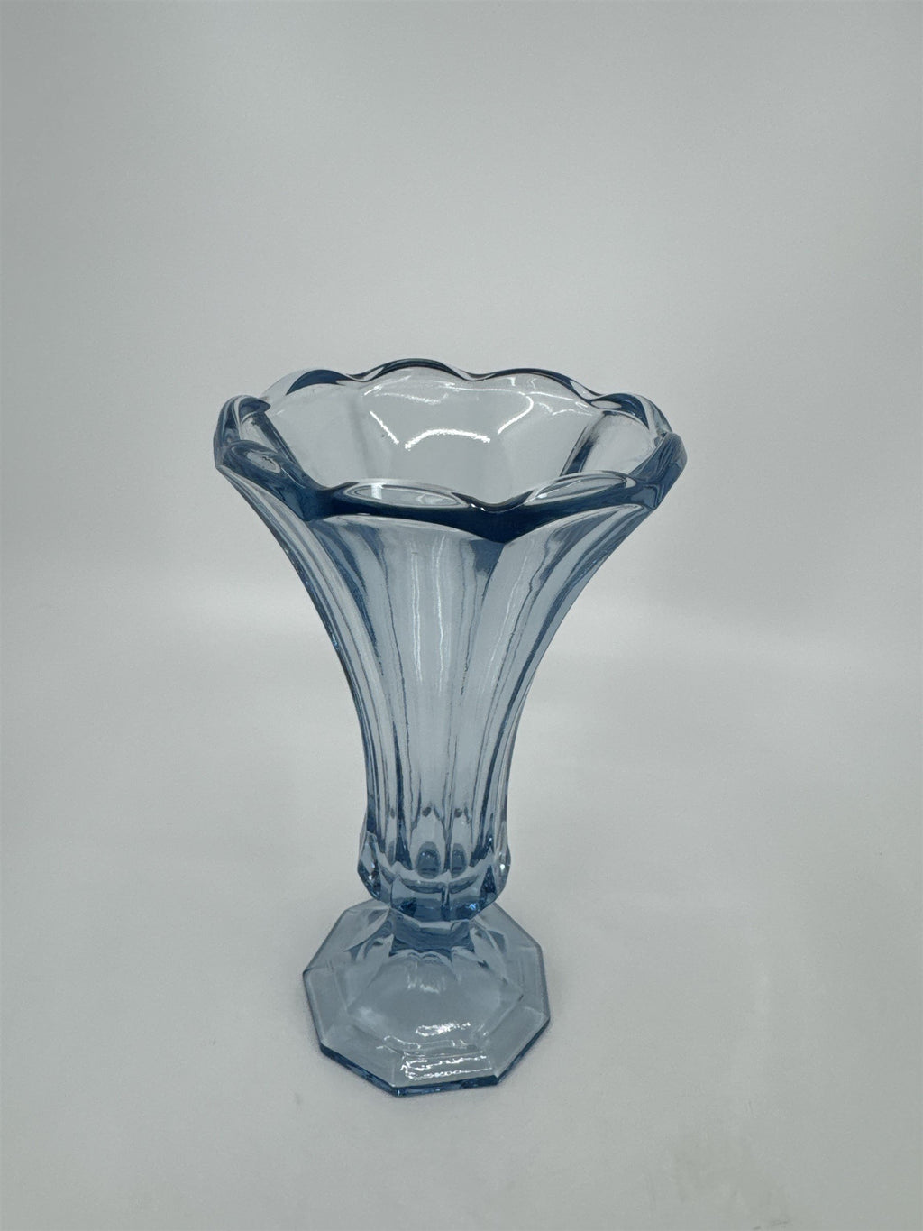 Vintage Frostoria Ice Blue 7" Scalloped Vase Blue Glass