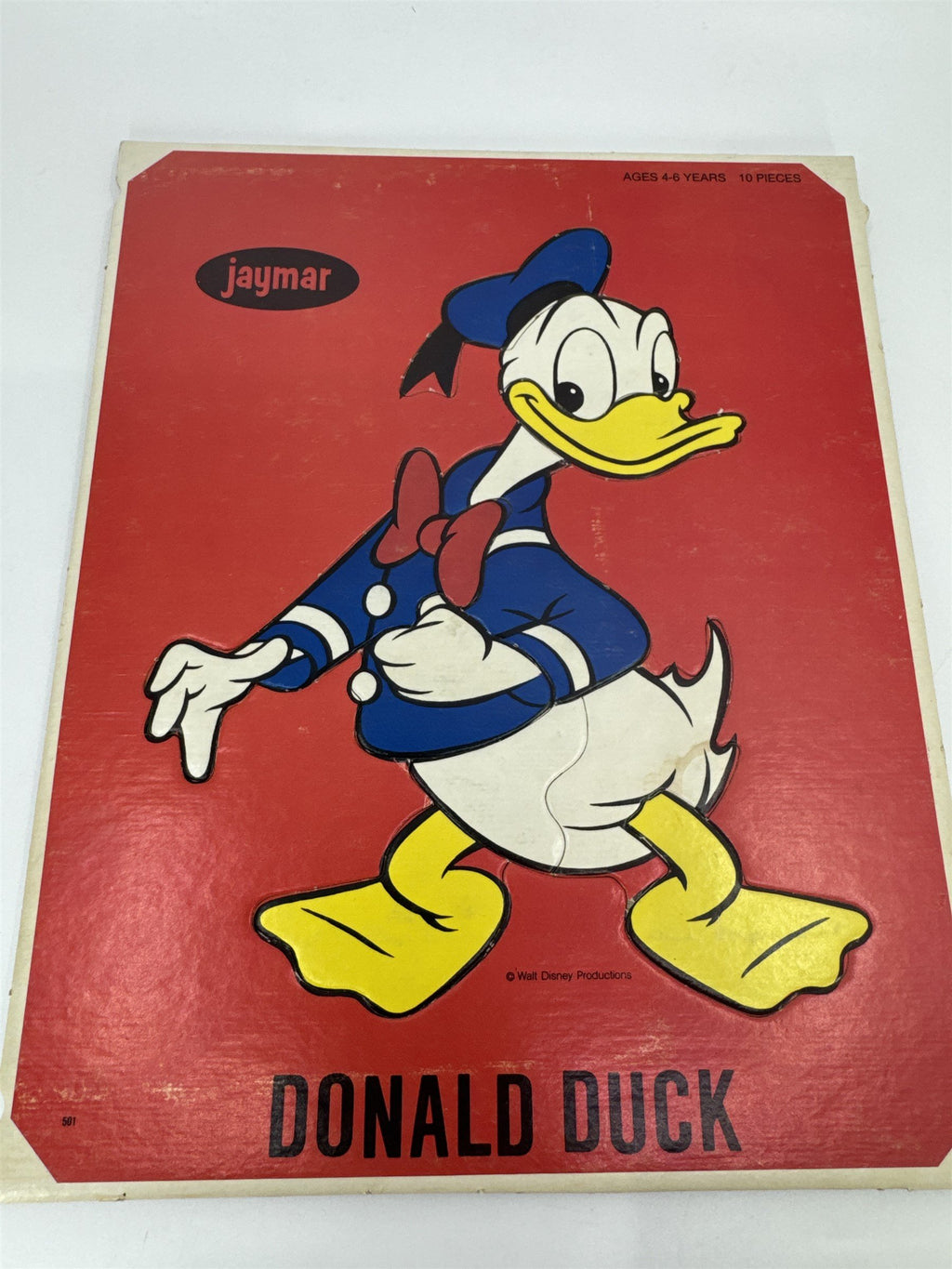 Vintage Jaymar Red Donald Duck 10-Piece Cardboard Puzzle Brooklyn NY USA