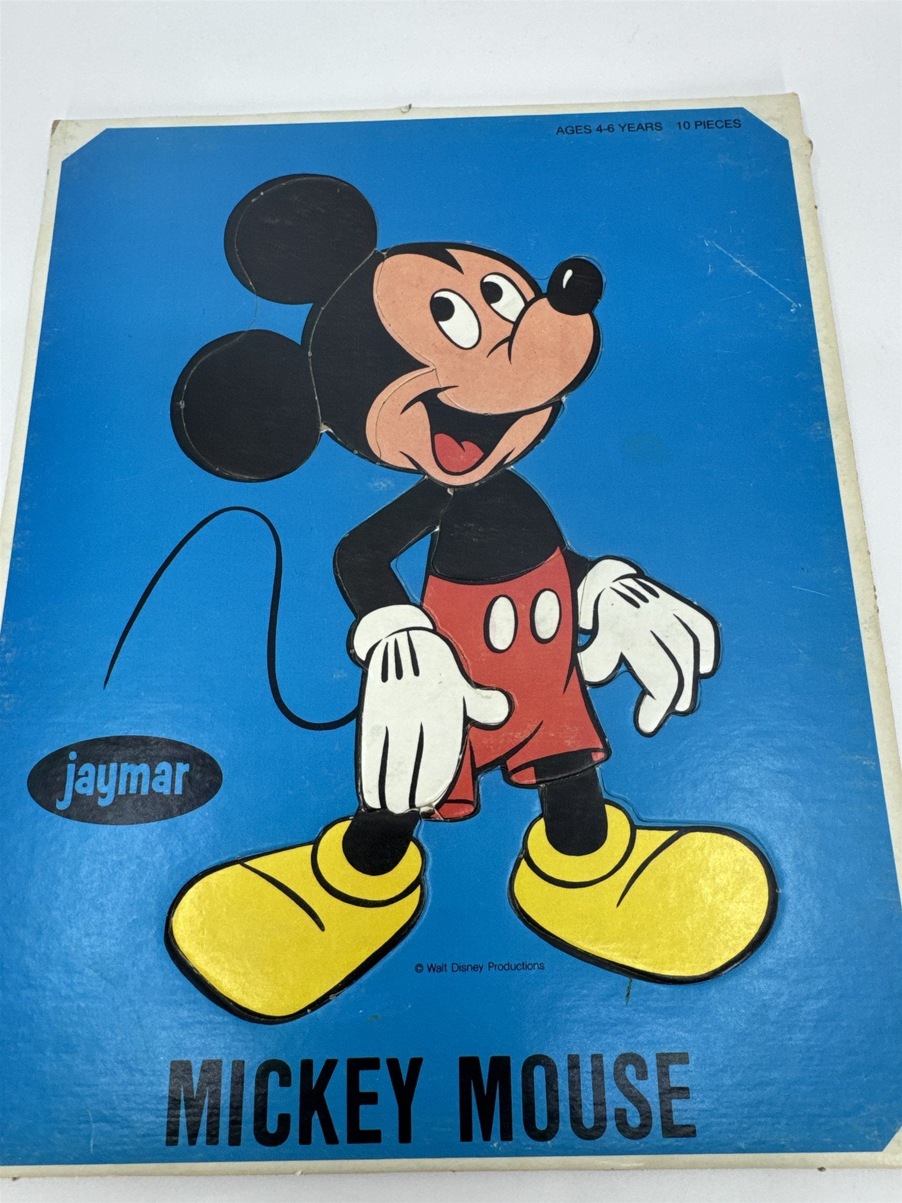 Vintage Jaymar Blue Mickey Mouse 10-Piece Cardboard Puzzle Brooklyn NY USA