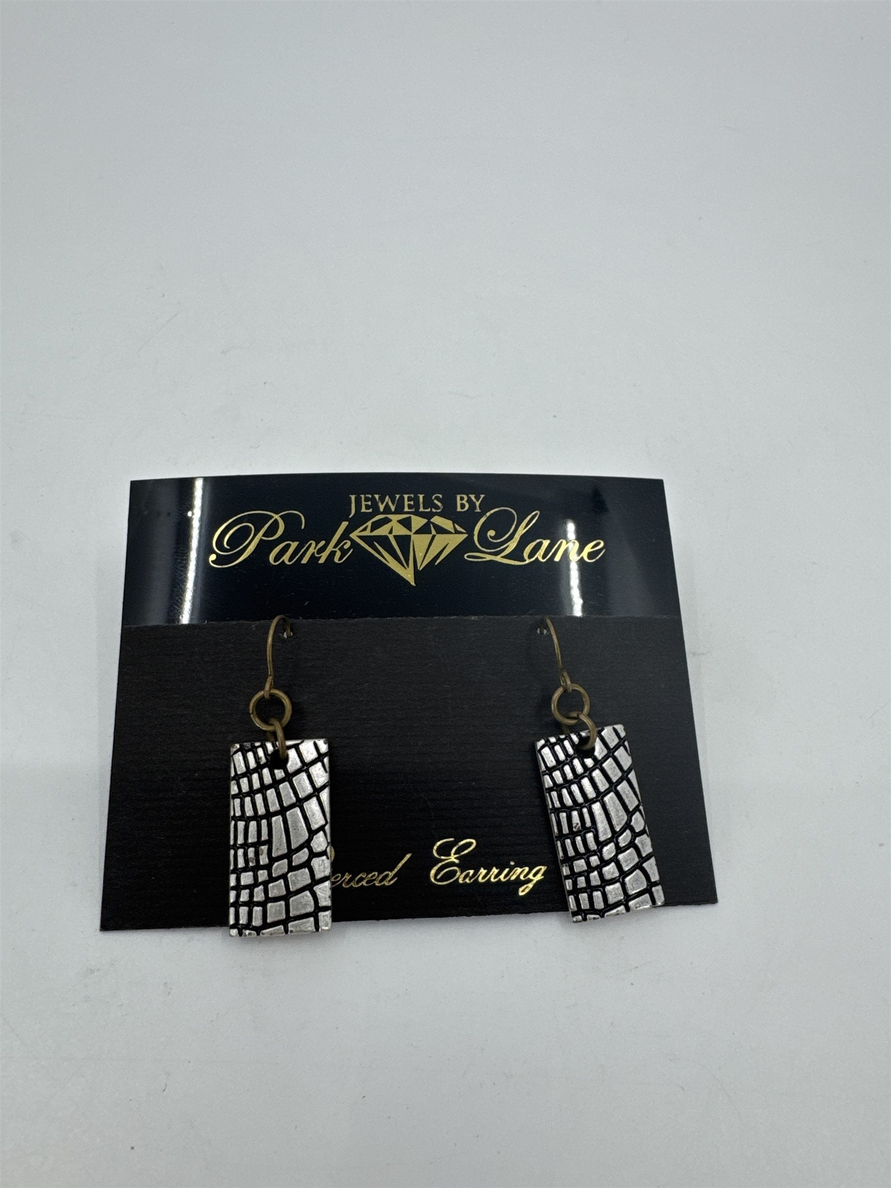 Jewels by Park Lane Silver Tone Alligator or Crocodile Textured Pierced Earrings