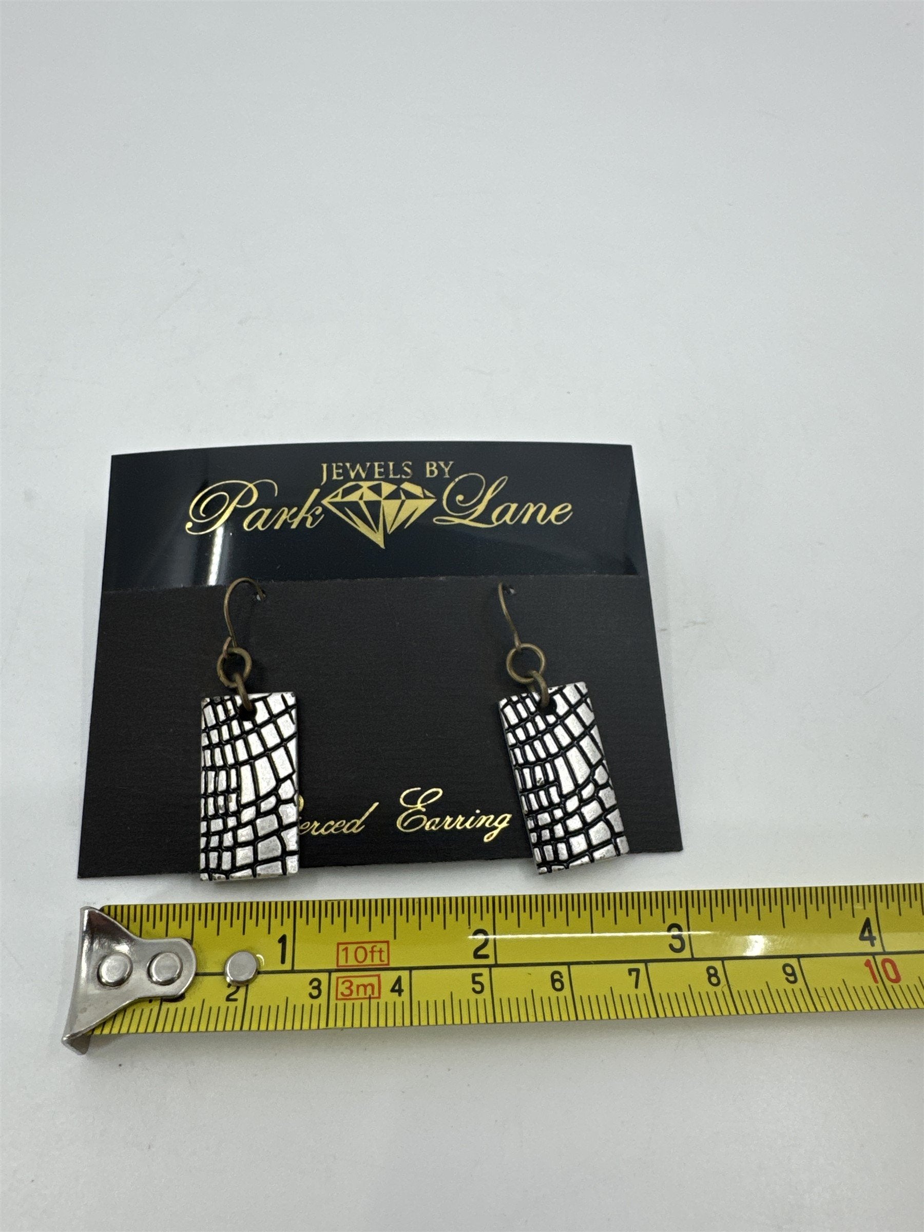 Jewels by Park Lane Silver Tone Alligator or Crocodile Textured Pierced Earrings