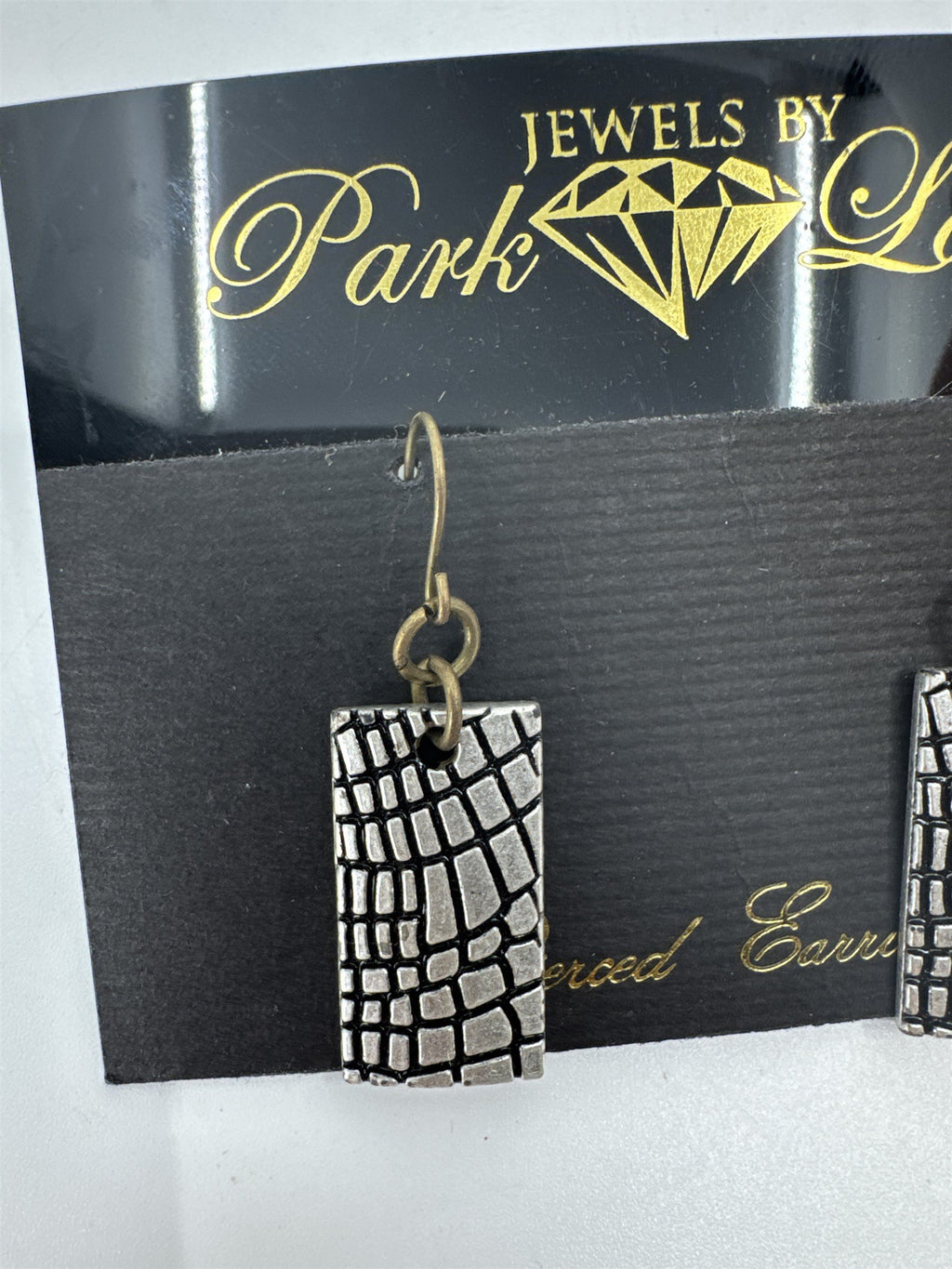 Jewels by Park Lane Silver Tone Alligator or Crocodile Textured Pierced Earrings