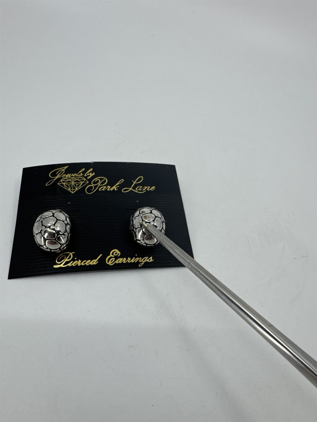 Jewels by Park Lane Silver Tone Alligator Textured Pierced Earrings *Discoloring