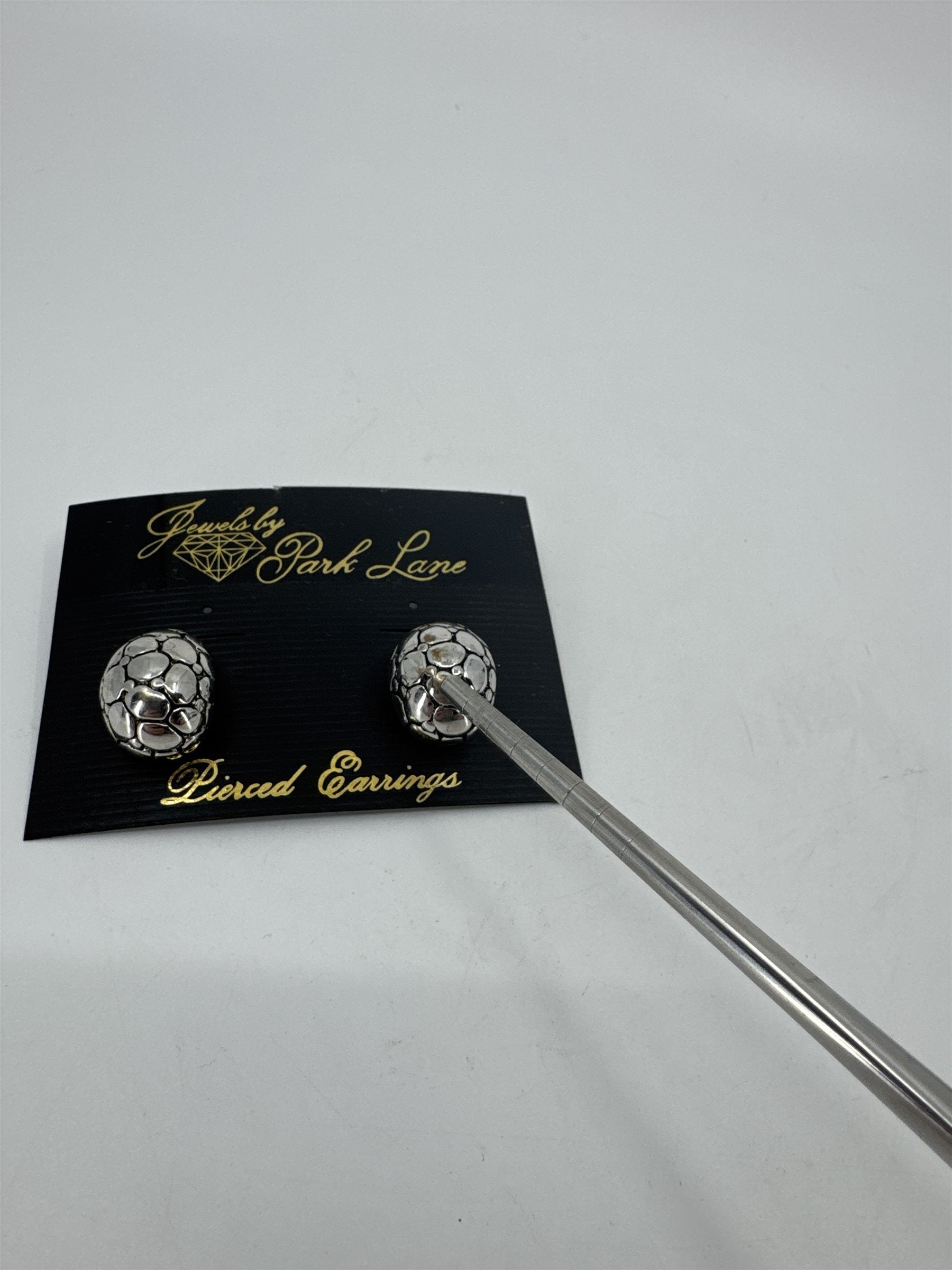 Jewels by Park Lane Silver Tone Alligator Textured Pierced Earrings *Discoloring
