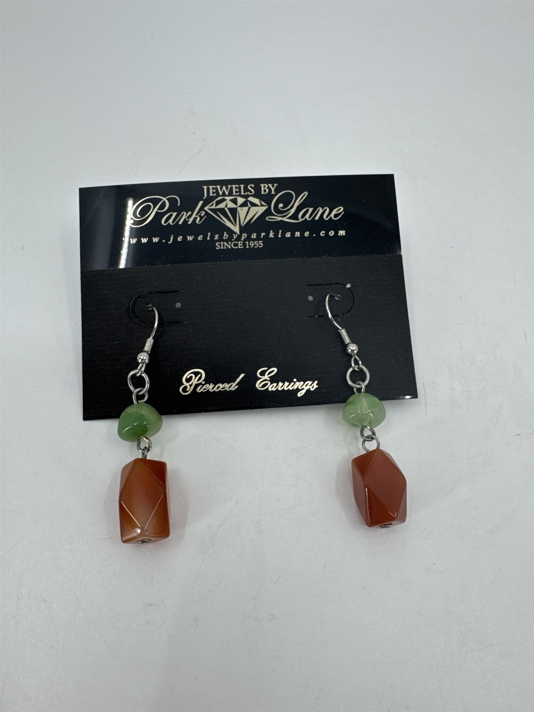 Jewels by Park Lane Green and Orange Crystal Silver-Tone Dangle Pierced Earrings