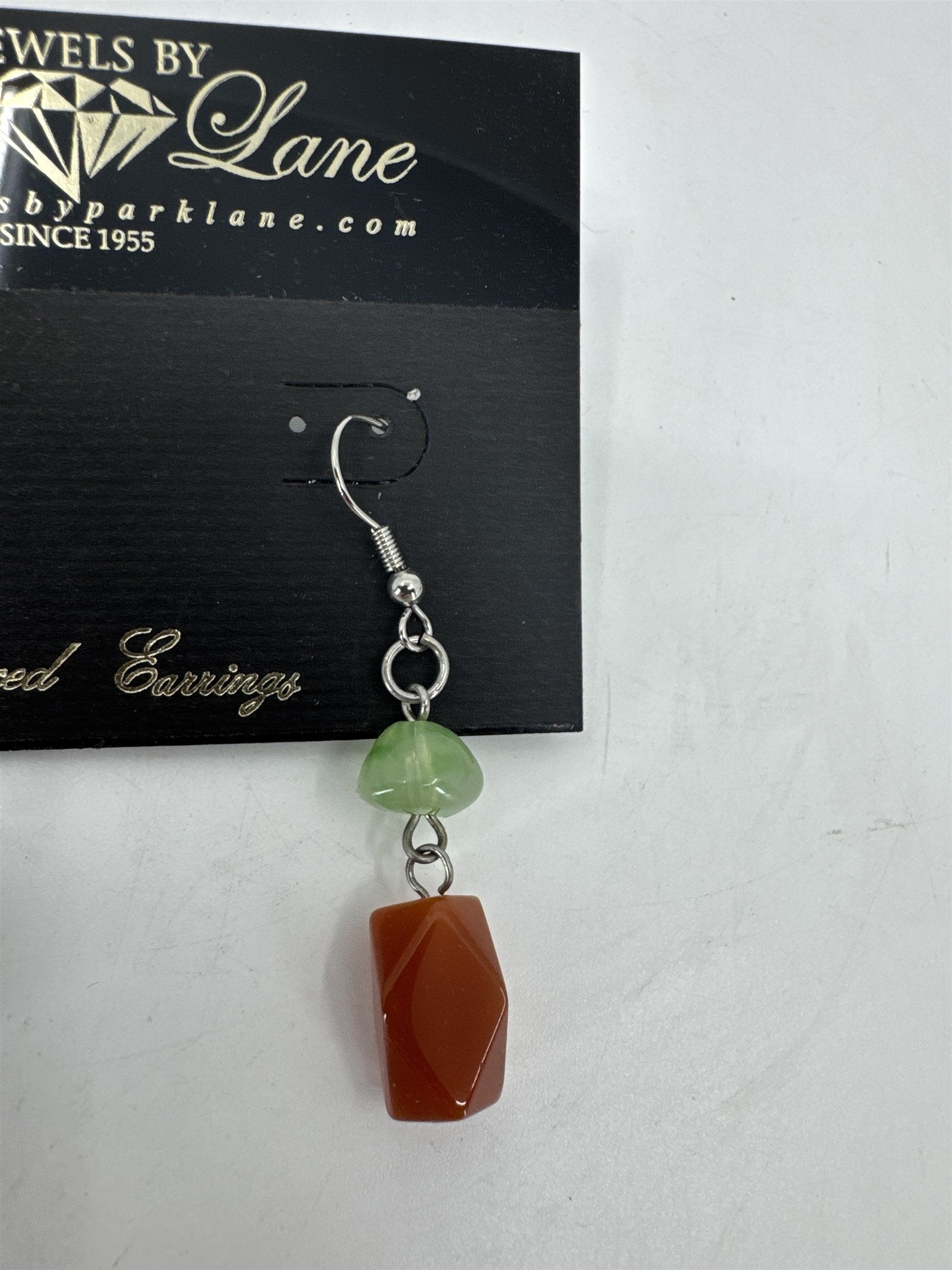 Jewels by Park Lane Green and Orange Crystal Silver-Tone Dangle Pierced Earrings