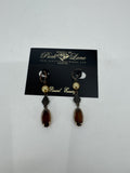 Jewels by Park Lane Bronze-Tone Faux Pearl Brown Crystal Dangle Pierced Earrings