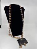Jewels by Park Lane Necklace and Earrings Set Orange Tan Brown Iridescent Jewels