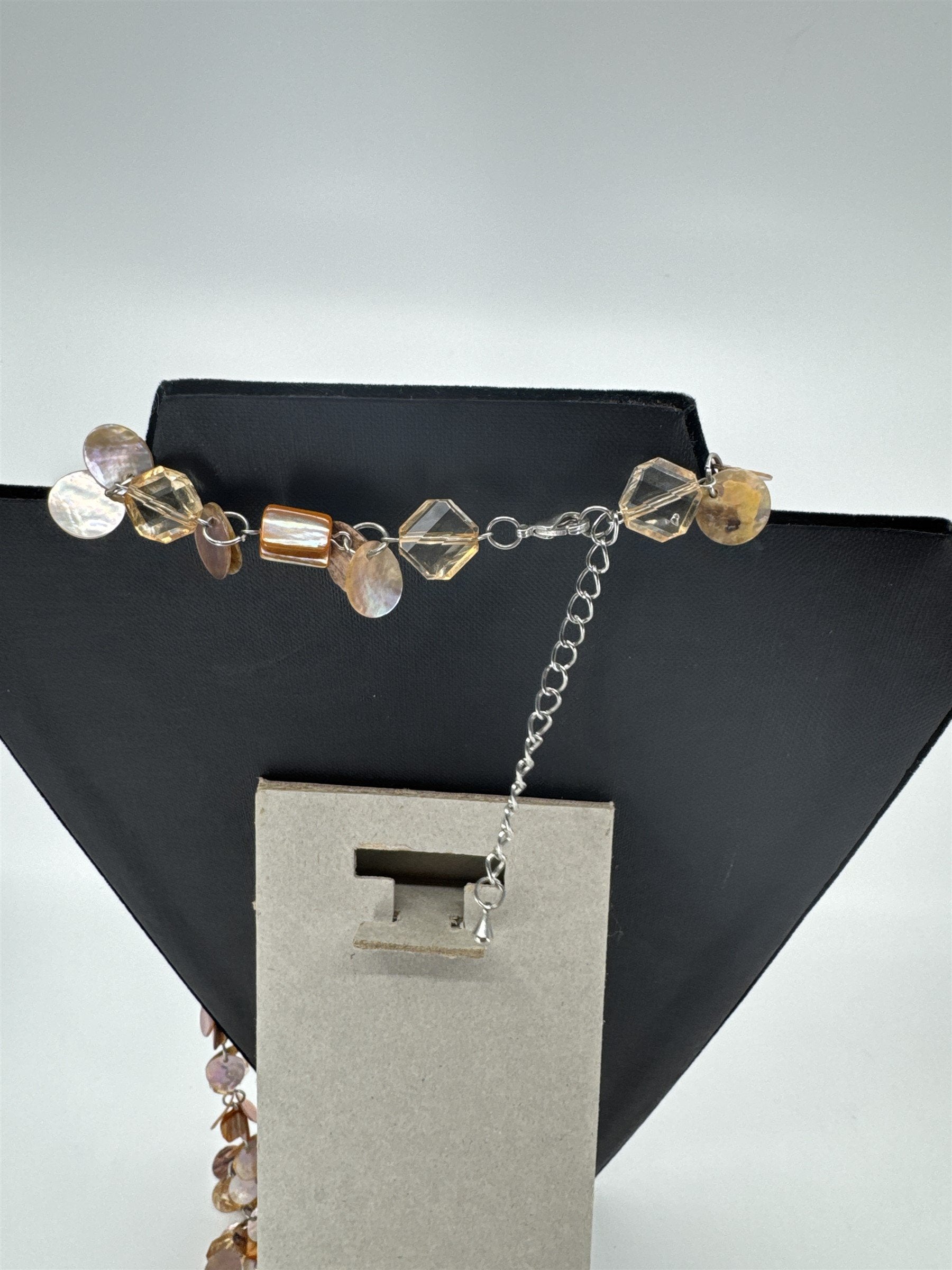 Jewels by Park Lane Necklace and Earrings Set Orange Tan Brown Iridescent Jewels