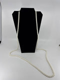 Vintage Costume Jewelry Faux Pearl Plastic Beaded String Extra Long Necklace