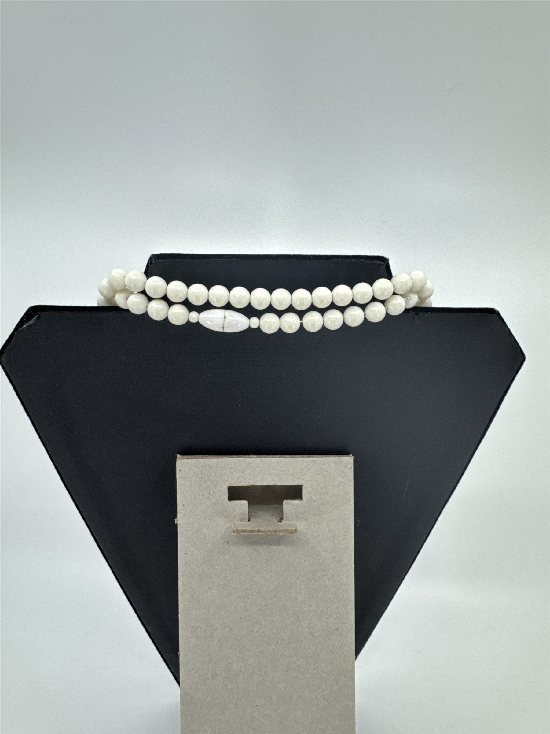 Vintage Costume Jewelry Faux Pearl Plastic Beaded String Extra Long Necklace