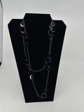 Jewels by Park Lane Dark Gray Circles Circular Discs Extra Long Metal Necklace