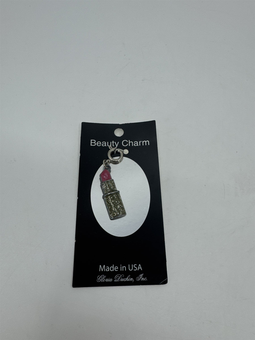 Gloria Duchin Lipstick Glitter Beauty Charm Metal Made in USA NOS