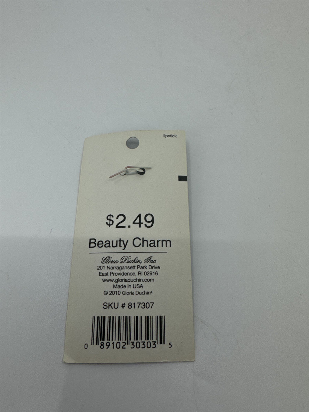 Gloria Duchin Lipstick Glitter Beauty Charm Metal Made in USA NOS