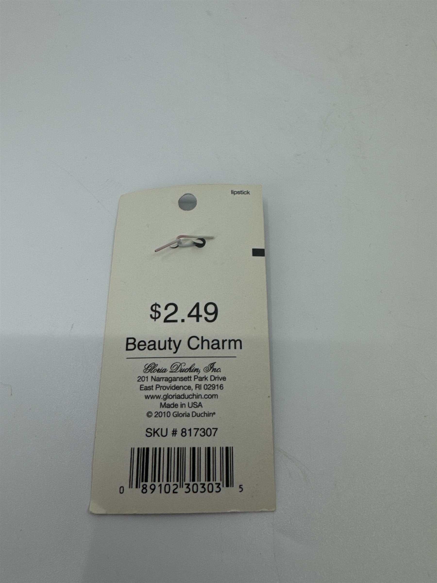 Gloria Duchin Lipstick Glitter Beauty Charm Metal Made in USA NOS