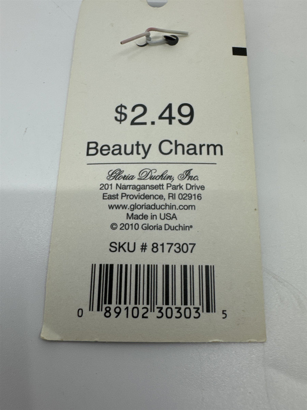 Gloria Duchin Lipstick Glitter Beauty Charm Metal Made in USA NOS