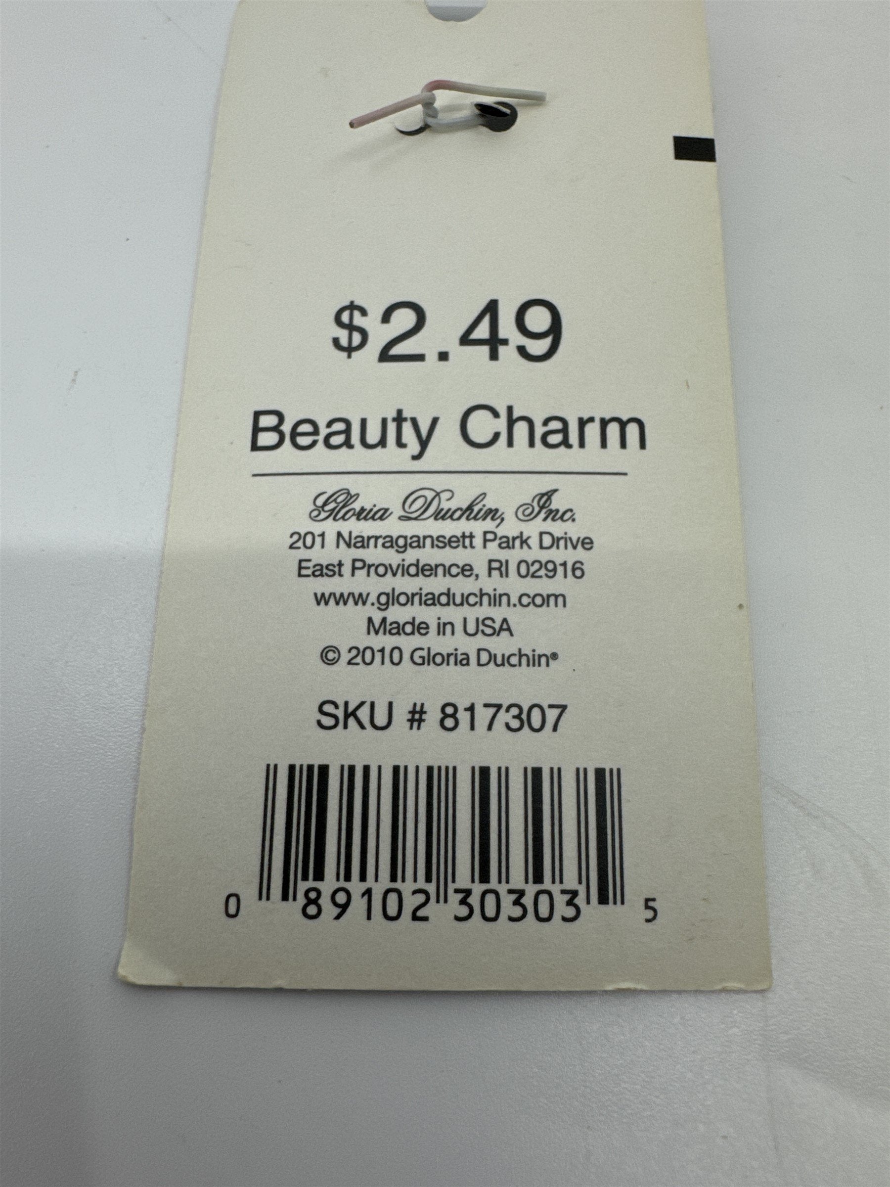 Gloria Duchin Lipstick Glitter Beauty Charm Metal Made in USA NOS