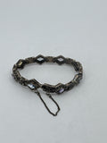 Vtg 925 Sterling Silver Multi-Color Crystal Windows Safety Catch Bracelet