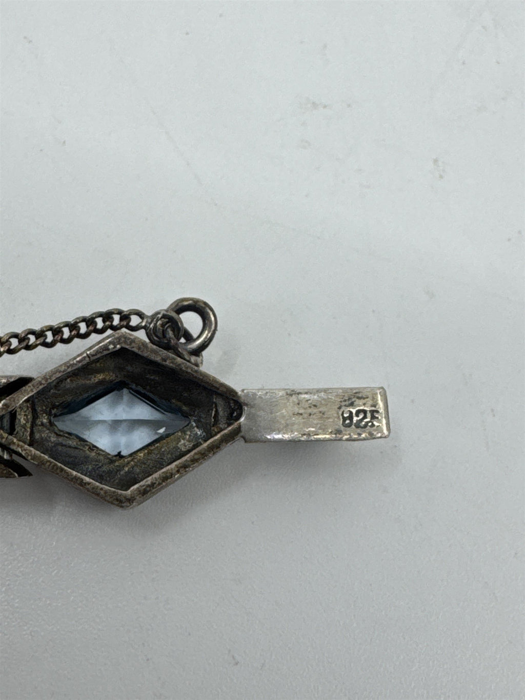 Vtg 925 Sterling Silver Multi-Color Crystal Windows Safety Catch Bracelet